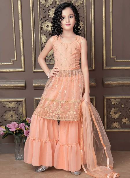 Peach Colour ALKA VOL 32 Aaradhna New Latest Designer Kids Wedding Wear Georgette Salwar Suit Collection 236